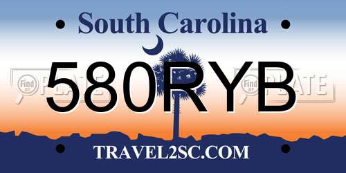 580RYB South Carolina License Plate