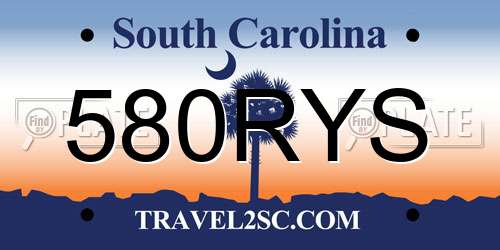 580RYS South Carolina License Plate