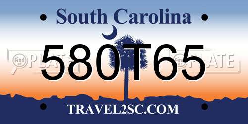 580T65 South Carolina License Plate