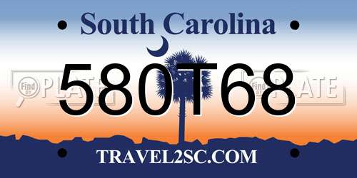 580T68 South Carolina License Plate