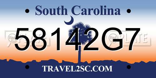 58142G7 South Carolina License Plate