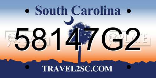 58147G2 South Carolina License Plate