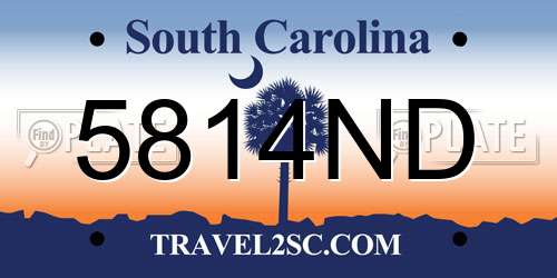 5814ND South Carolina License Plate