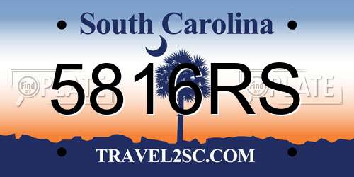 5816RS South Carolina License Plate