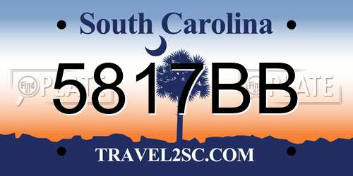 5817BB South Carolina License Plate