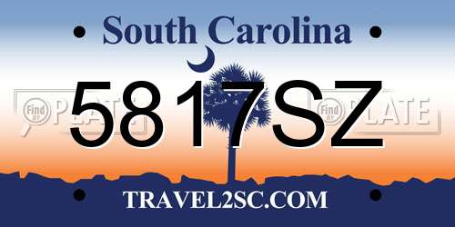 5817SZ South Carolina License Plate