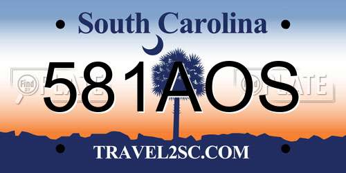 581AOS South Carolina License Plate