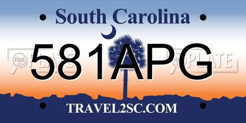 581APG South Carolina License Plate