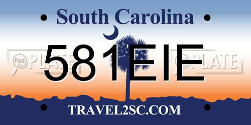 581EIE South Carolina License Plate