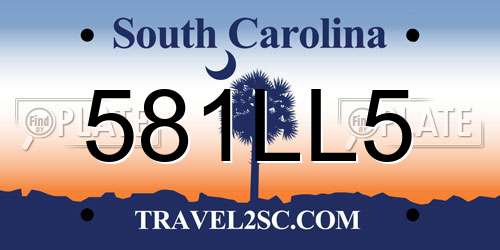581LL5 South Carolina License Plate