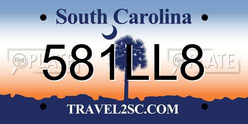 581LL8 South Carolina License Plate