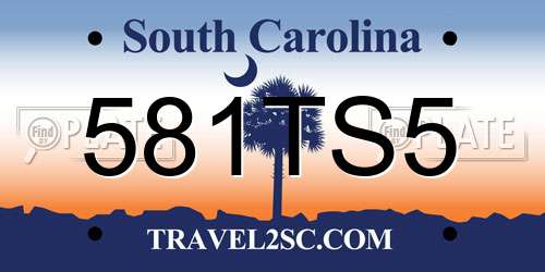 581TS5 South Carolina License Plate