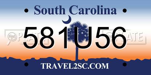 581U56 South Carolina License Plate
