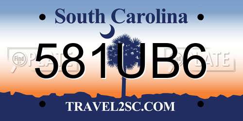 581UB6 South Carolina License Plate