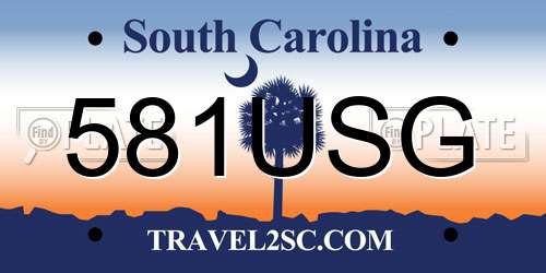 581USG South Carolina License Plate