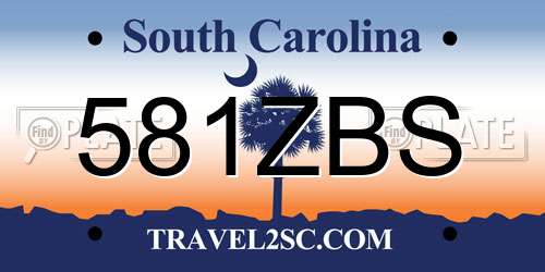 581ZBS South Carolina License Plate