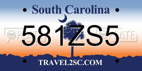 581ZS5 South Carolina License Plate