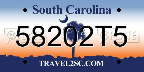 58202T5 South Carolina License Plate