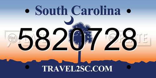 5820728 South Carolina License Plate