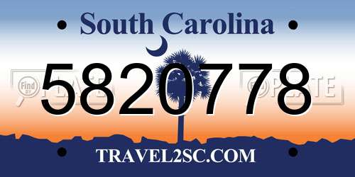 5820778 South Carolina License Plate