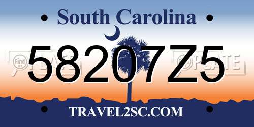 58207Z5 South Carolina License Plate