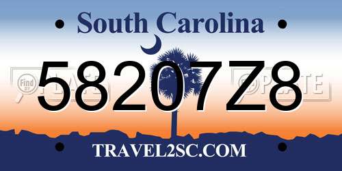 58207Z8 South Carolina License Plate