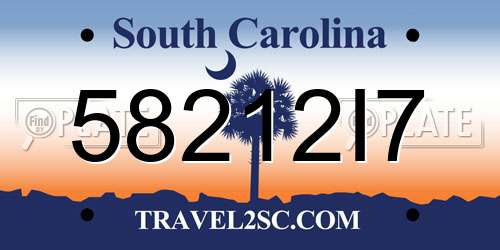 58212I7 South Carolina License Plate