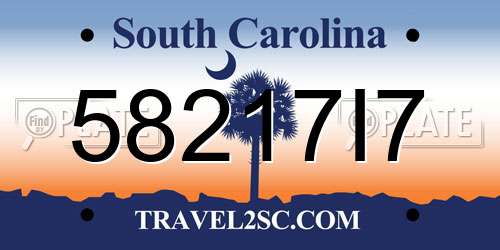 58217I7 South Carolina License Plate