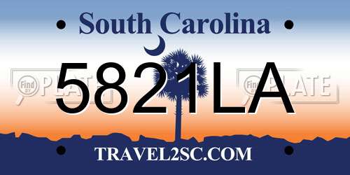 5821LA South Carolina License Plate