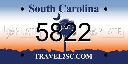 5822 South Carolina License Plate
