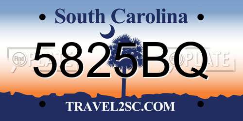 5825BQ South Carolina License Plate
