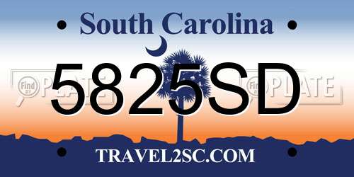 5825SD South Carolina License Plate