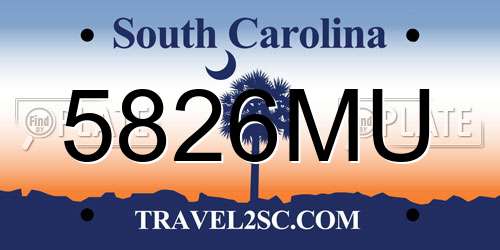 5826MU South Carolina License Plate