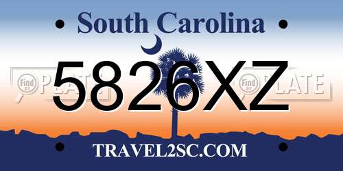 5826XZ South Carolina License Plate