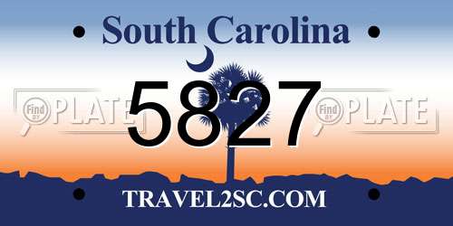 5827 South Carolina License Plate