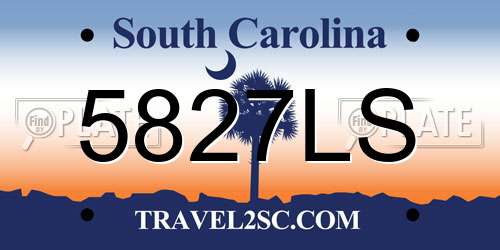 5827LS South Carolina License Plate