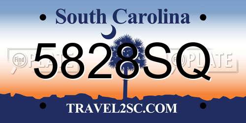 5828SQ South Carolina License Plate
