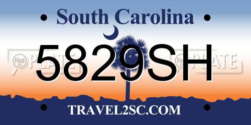 5829SH South Carolina License Plate