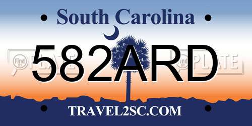 582ARD South Carolina License Plate