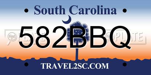 582BBQ South Carolina License Plate