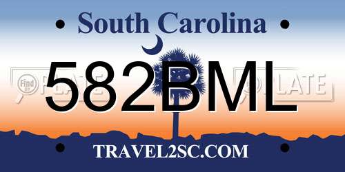 582BML South Carolina License Plate