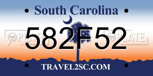 582F52 South Carolina License Plate