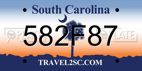 582F87 South Carolina License Plate