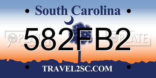 582FB2 South Carolina License Plate