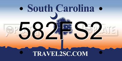 582FS2 South Carolina License Plate