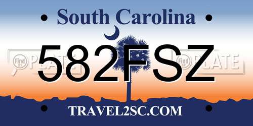582FSZ South Carolina License Plate