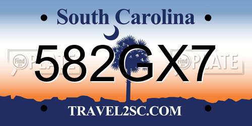 582GX7 South Carolina License Plate