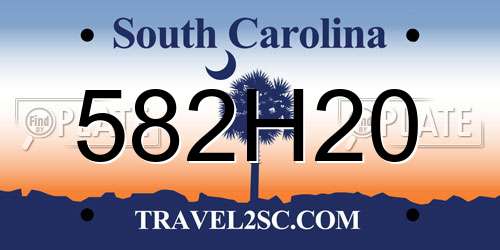 582H20 South Carolina License Plate