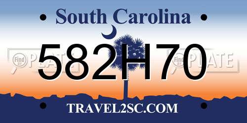 582H70 South Carolina License Plate