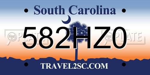 582HZ0 South Carolina License Plate